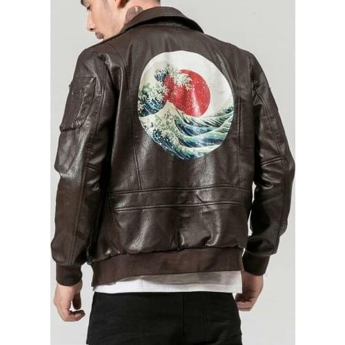 Motorcycle Mens Japanese Sukajan Souvenir Jacket Bomber Wave Off Embroidery Fashion Plus Oversize S-5XL