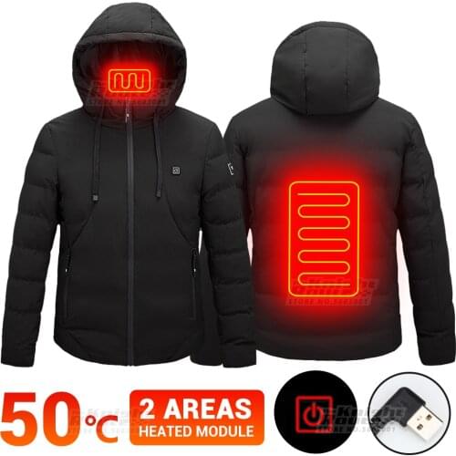 Men Winter Heated Jacket Electric Heated Vest USB Motorcycle Jacket Outerwear Ski Down Jacket Hiking Hunting Clothing Warm Coat