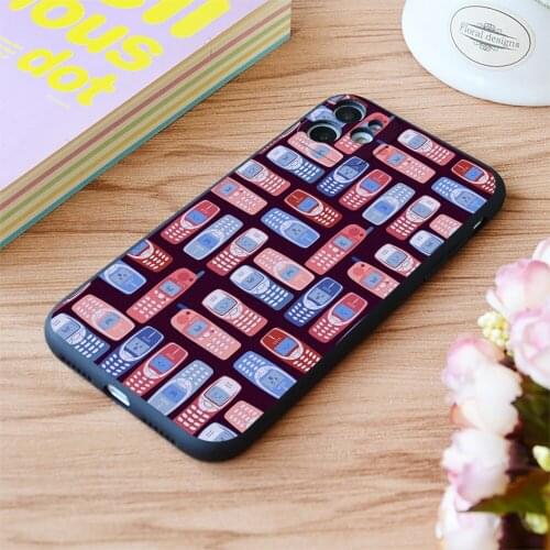 For iPhone Vintage Cellphone Reactions Print Soft Matt Apple iPhone Case 6 7 8 11 12 Plus Pro X XR XS MAX SE