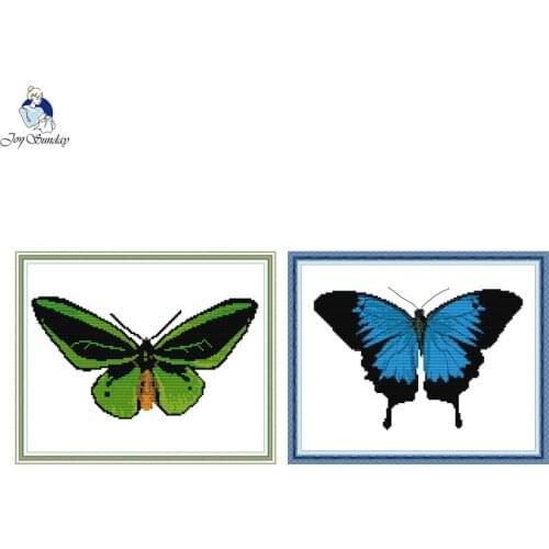 Blue Green Butterfly Cross Stitch kits 14ct Count Print Canvas 11ct Fabric Stitching Embroidery DIY Handmade Needlework Crafts