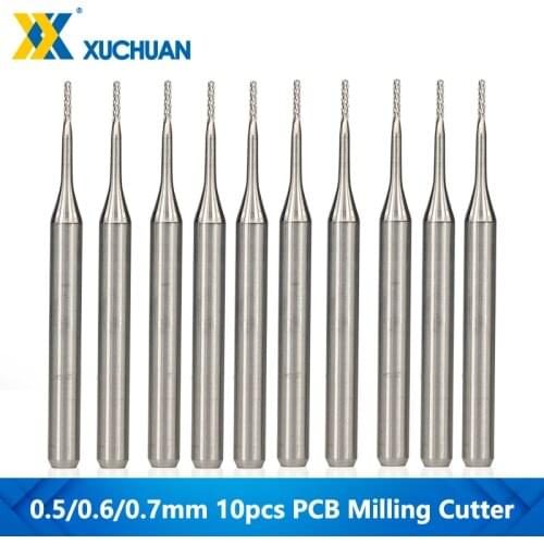 10pcs Corn End Mill Set 0.5mm 0.6mm 0.7mm PCB Engraving Bits 3.175mm Shank CNC Router Bit Carbide End Mill PCB Milling Cutter