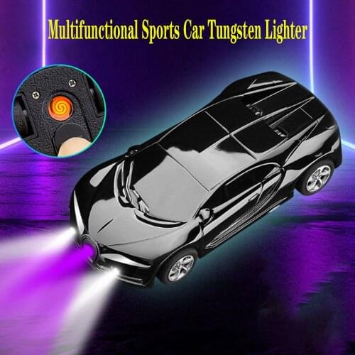 New Sports Car Shape Electric Lighter Tungsten Wire USB Windproof Lighter Night Light Ultraviolet Germicidal Lamp Men’s Gift
