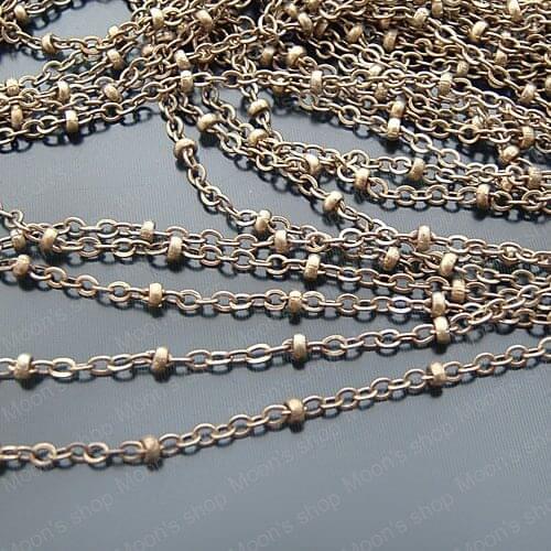 Wholesale Antique Bronze Copper 2mm Width Soldered Link Chains With Diameter 2.5mm Bead Accessories 5 Meter (JM2622)