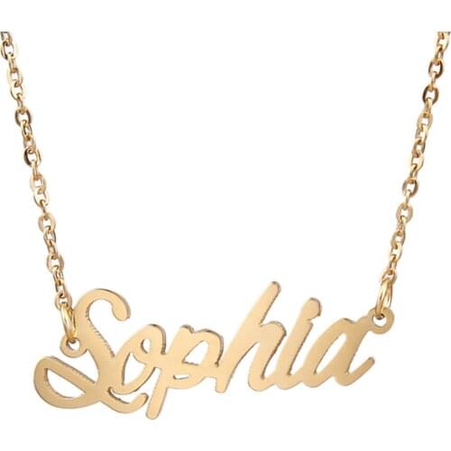 Sophia Name Necklace Personalised Stainless Steel Women Choker 18k Gold Plated Alphabet Letter Pendant Jewelry Friends Gift