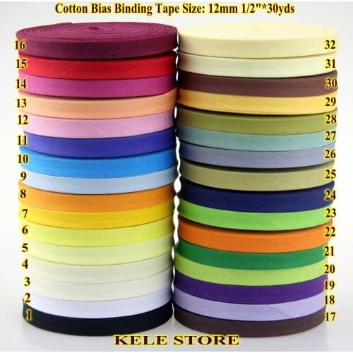 Free shipping--100% Cotton Bias binding tape, the narrowest the least size:12mm,width:1/2",30yds DIY handmade sewning material