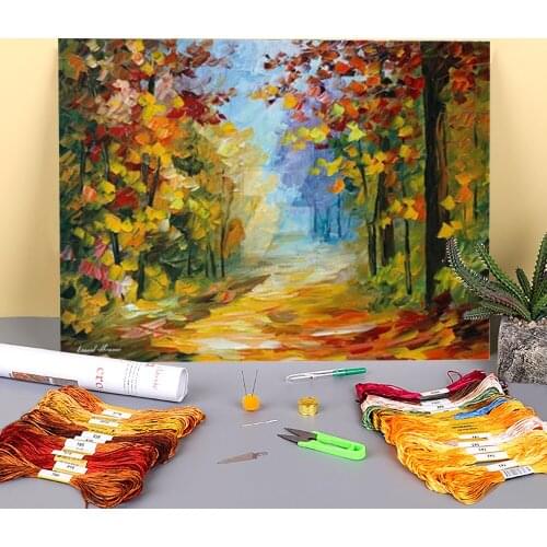 Early Morning In The Woods Printed 11CT Cross-Stitch Patterns Embroidery DMC Threads Sewing Knitting Handicraft Promotions