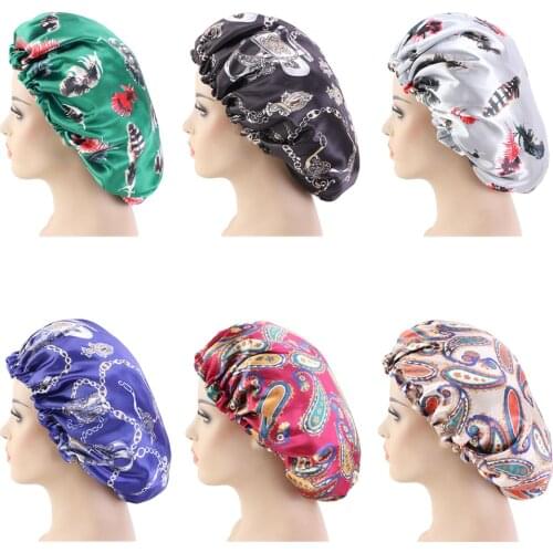 Adjust Reversible Satin Bonnet Hair Caps Double Layer Sleep Night Cap Head Cover Hat For Curly Springy Hair Styling Accessories