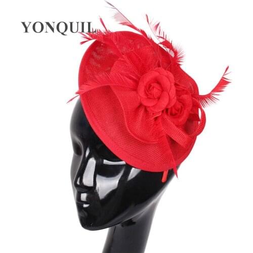 Feather Rose Hats Imitation Sinamay Fascinator Hair Clip Costume Hair Band Accessories Ladies Party Decoration Fashion Headwear