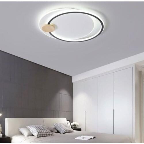 Modern Black Gray LED Ceiling Light Fixtures for Bedroom Living Dining Study Room Kitchen Corridor Simple Interior Chandelier