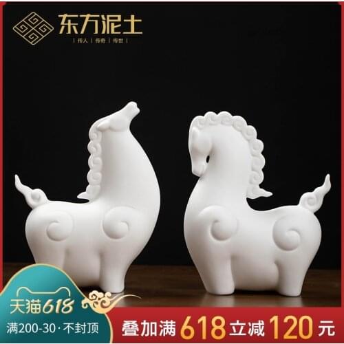 Oriental clay ceramic don horse a handicraft furnishing articles office desktop sitting room TV ark rich ancient frame