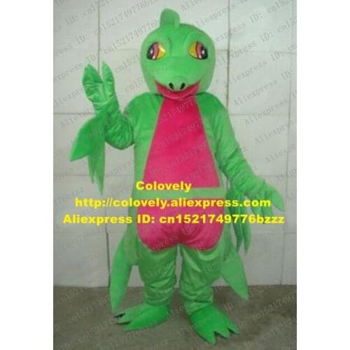 Vivid Green Grovyle Mascot Costume Mascotte Wall Gecko Cabrite Pterosaur Lizard With Pink Belly Small Wings No.2025 Free Ship