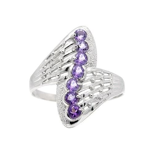 CoLife Jewelry Hyperbolic Silver Gemstone Ring for Party 2mm Natural Amethyst Silver Ring 925 Silver Amethyst Jewelry