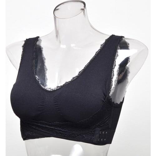 Front Closure Women Fitness Yoga Sports Bra Padded Push Up Bra Female Lace Crop Gym Brassiere Tops Vest Seamless Bra