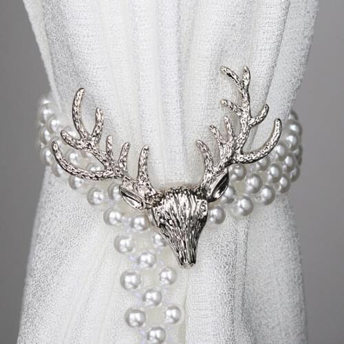 Pearl Elk Leaves Curtain Clip Curtains Holders Golden Silver Color Leaves Bow Tieback Buckle Clips Curtain Accessory Home Decor