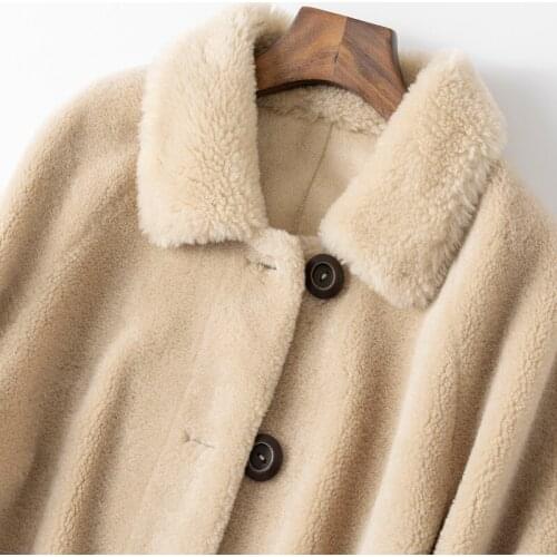 Coat Women Winter Real Lamb Fur Jacket Korean Fashion Warm Woolen Overcoat Abrigos Mujer Invierno 2020 MSD6927 YY677