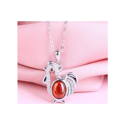 REETI 925 Sterling Silver zircon chicken Necklaces Pendant Fashion Sterling Silver Jewelry Statement for Women Bijoux