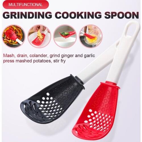 1Pcs Kitchen Multifunctional Cooking Shovel Grinding Cooking Spoon Mashed and Drained Colander Grinding Ginger and Garlic Grater