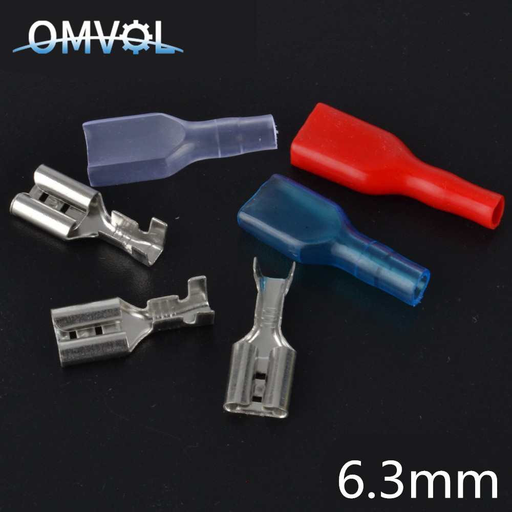 100pcs 6.3mm Crimp Terminal 50 Female Spade Connector with 50 Case
