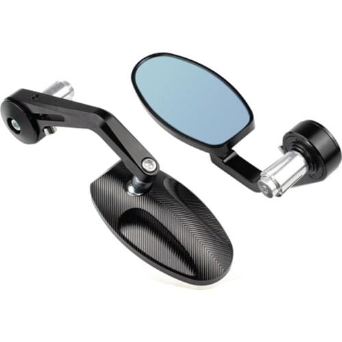 2PCS Universal Motorcycle Bar End Mirrors Oval Cafe Racer Rere View Side Mirrors For Honda CB650r CBR650r Ducati Monster Vesspa