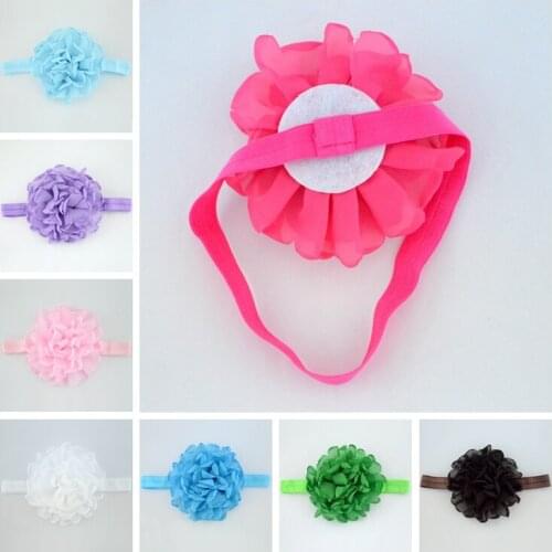 24 Colors 10 CM Chiffon Floral Headband Fashion Roast Flower Elastic Hairband Toddler Headwear Holiday Gifts Photography Props