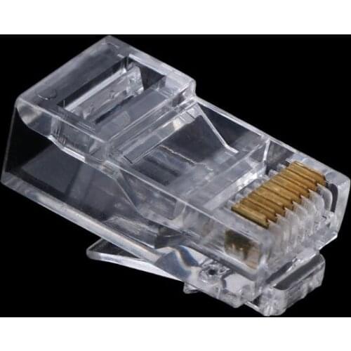 25/100Pcs Gold Plated RJ45 Net Network Cables Modular Plug Cat5 CAT5e Connector 8P8C Modular Rj45 Plug Terminals