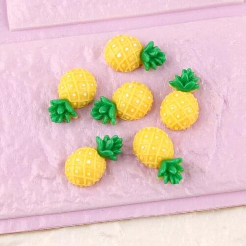 8pcs 15*26mm Resin Flatback Yellow Pineapple Cabochon For Art Home Decoration Embellishments DIY Scrapbooking Phone Decor