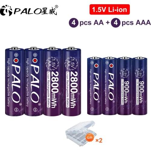 AA + AAA rechargeable AA 1.5V 2800mWh/1.5V AAA 900mah Li-ion battery flashlight toys watch MP3 player 1.5v lithium aa battery