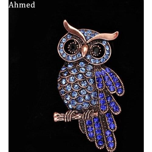 Ahmed Charm Cute Retro Gold Owl Brooches For Unisex New Design Animal Jacket Accessories Ornaments Fashion Jewelry