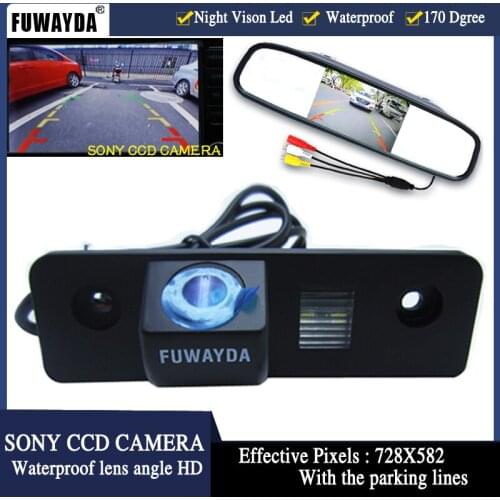 FUWAYDA SONY CCD HD Car RearView Camera With 4.3 Car Rearview Display Screen Mirror Monitor For VW SKODA ROOMSTER OCTAVIA FABIA