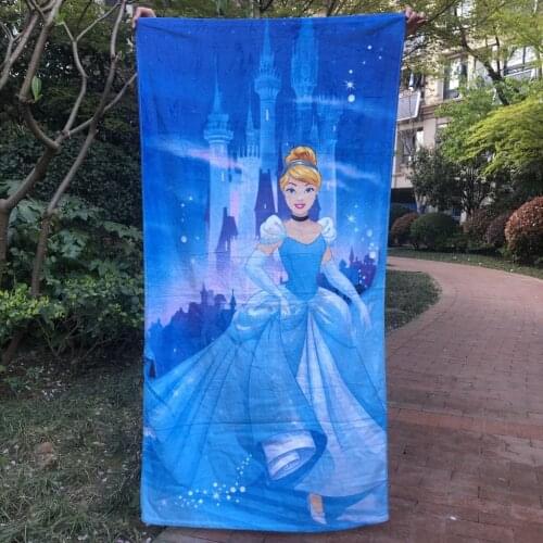 Disney Cinderella Princess Bath Beach Towel Elsa Anna Frozen Baby Cartoon Children Girls Adult Shower Pool Absorbent Washcloth
