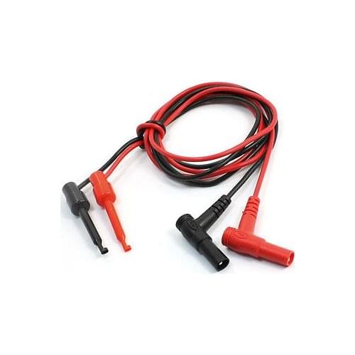 Free shipping Right Angle Banana Plug to Test Hook Clip Probe Insulation Lead Cable 1m 2 Pcs