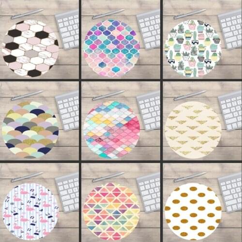 Mairuige Big Promotion Round Mousepad Rainbow Pastel Watercolor Moroccan Painting Mice Mat PC Computer Gaming Speed Mouse Pad