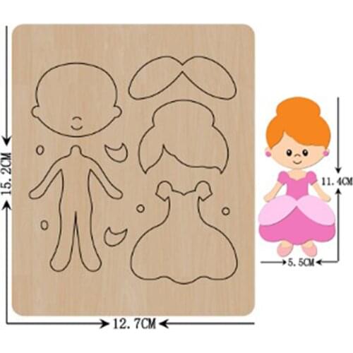 Girl Princess Keychain Schoolbag Pendant Handwork Wooden Mold Wood Dies Leather Cloth Paper Craft Christmas Tree Pendants 2021