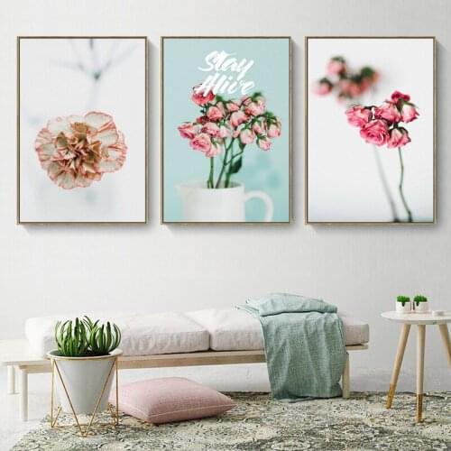 Home Decorative Painting Nordic Flower Wall Art Hotel Apartment Canvas Poster Picture living room Spray Painting