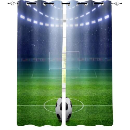 Football Green Stadium Lights Soccer Blackout Curtains For Living Room Kids Window Treatment Cortina For Kitchen Bedroom