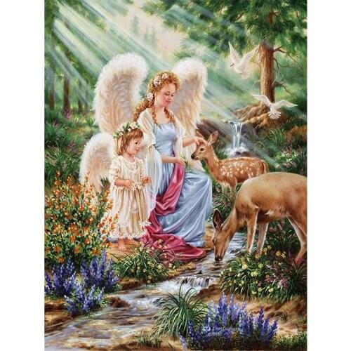 GLymg 5d Diamond Painting Angel Little Girl Rhinestones Embroidery Diy Diamond Embroidery Craft Painting Wall Arts Decor