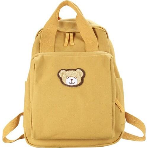 Canvas Backpack Bear Simple Women Backpacks Shoulder School Bag College Wind Bag Teenage Girl Travel Backpack