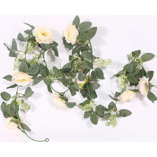 2M Artificial Rose for Wedding Arch Decor Flowers Garland Fake Eucalyptus Ivy Plants Silk Peony Vines Party Room Decor
