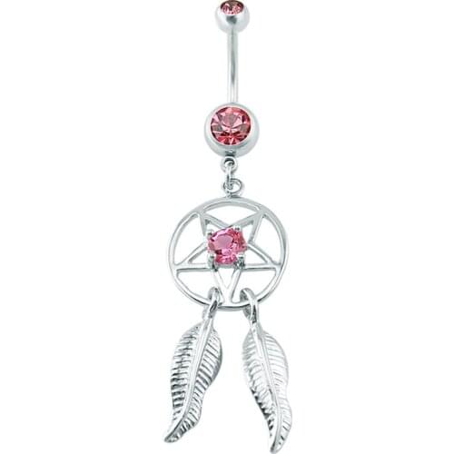 Dream catcher navel ring navel piercing stainless steel belly button rings piercing ombligo body jewelry fake