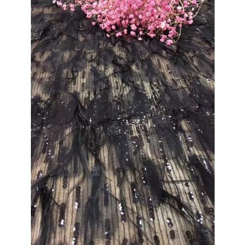 Feather Lace bridal african tulle lace fabric, handmade nigerian tulle lace fabric for wedding dress 5y ZL71