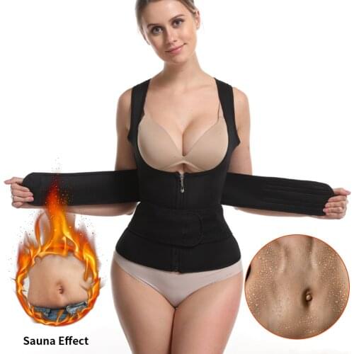 KSACILY Women Waist Trainer Push Up Vest Tummy Belly Girdle Body Shaper Waist Cincher Corset Zipper Vest Plus Size Shaperwear