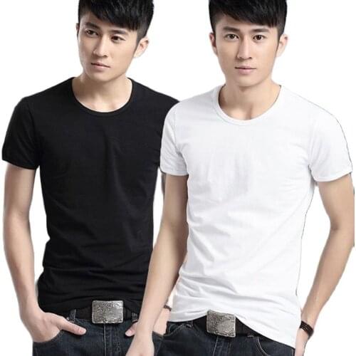 Summer T Shirt Men Solid Short Sleeve Breathable Quick Dry T-shirt Boys Qualited Undershirt Slim Fit Male Clothing 2021