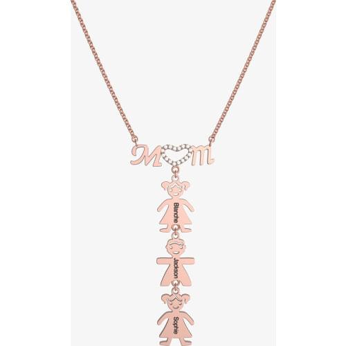 DOREMI 2021 Baby Feet Drop LOVE MOM Necklace, Name Necklace Pendant Custom Necklace Personalized Inlay Zirconia Heart Necklace