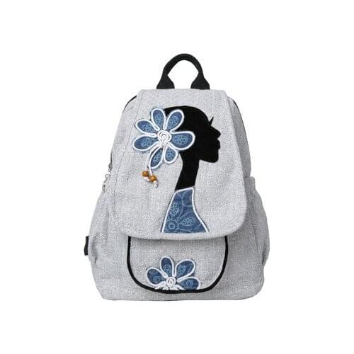 Fashion national string appliques women shopping backpacks!Nice beauty prints lady cover backrack Hot Original canvas backruck