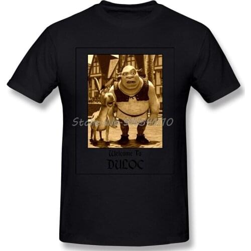 Men Shrek Comedy Film Comfortable T-Shirt Welcome To Duloc Pure Cotton Tees Harajuku TShirt