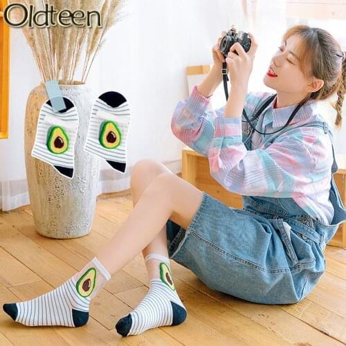 New Cartoon Fruit Cotton Women Socks Avocado Strawberry Cherry Banana Peach Women Korean Socks Fashion Trendy Street Socks Gifts