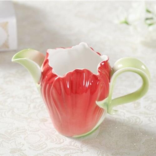 New Colored Enamel Coffee Milk Pot Ceramic Flower Kettle Creative Bone China Drinkware