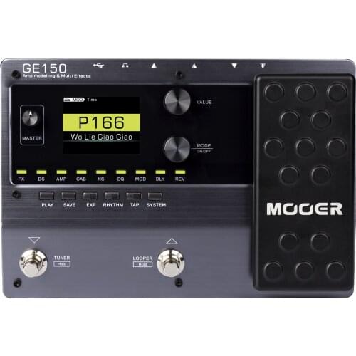 MOOER GE150 Guitar Pedal Multi Effects Processor Looper(80s) Digital Tube AMP 9 Effect Types 55 Amp Models OTG Function