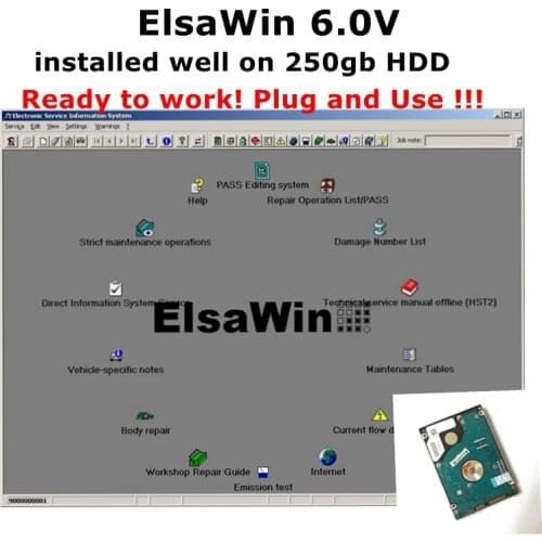 Auto Repair Software ELSAWIN 6.0 Newest for Audi for VW Auto Repair Data elsa6.0 installed well on 250gb HDD ready to use