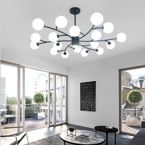 Industrial chandelier LED design sputnik lamp For Living room Cafe lustre Nordic Glass Minimalist Bedroom flush mount chandelier